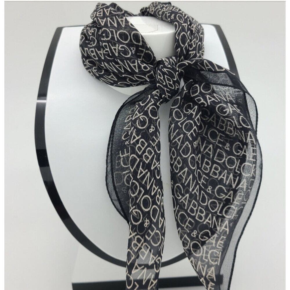 Dolce & Gabbana Signature Logo Silk Monogram Neck Hair Handbag Scarf  NWT - Picture 5 of 12